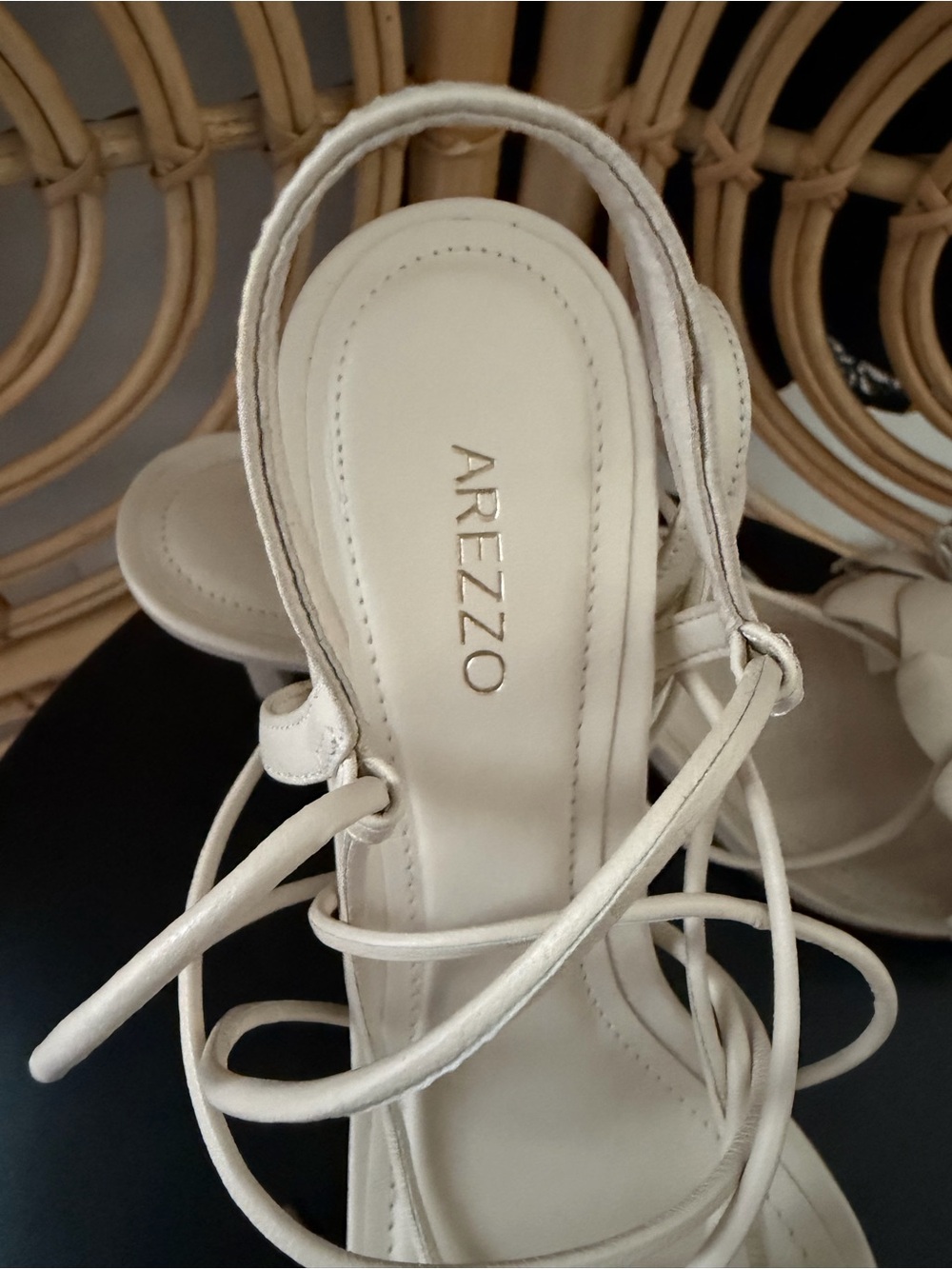 AREZZO | White Leather Flower Wrap-Around Sandals - Picture 2 of 5